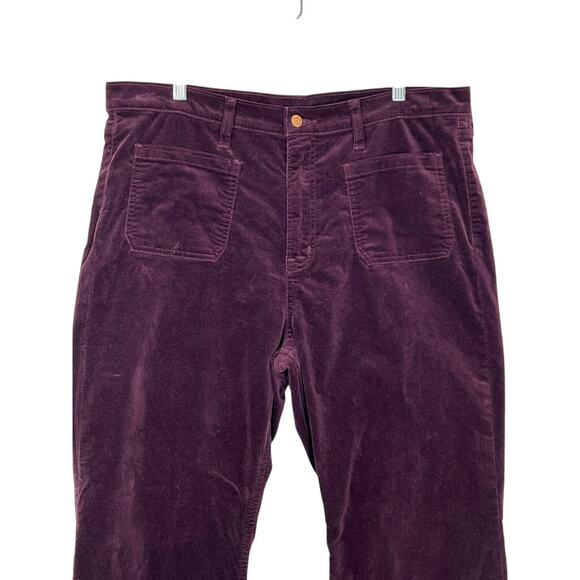 GAP Burgundy Maroon Velvet 70's Flare High Rise Boot Cut Pants Bottoms Size 18R - Picture 2 of 9